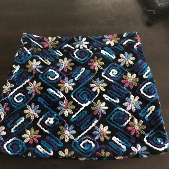 Zara Dresses & Skirts - [Zara] Mini Crochet Blue Floral Skirt
